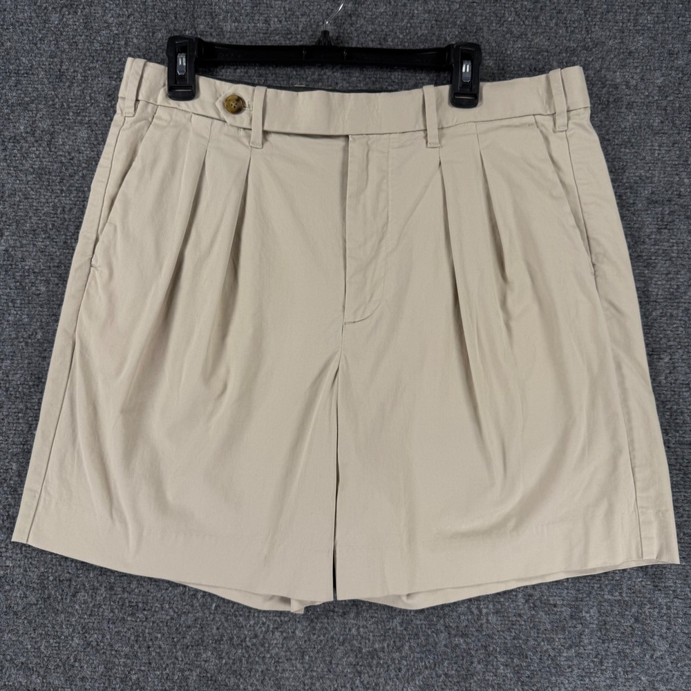 Todd Snyder Pleated Chino Shorts Men's 35 Khaki Beige Cotton Italian Fabric